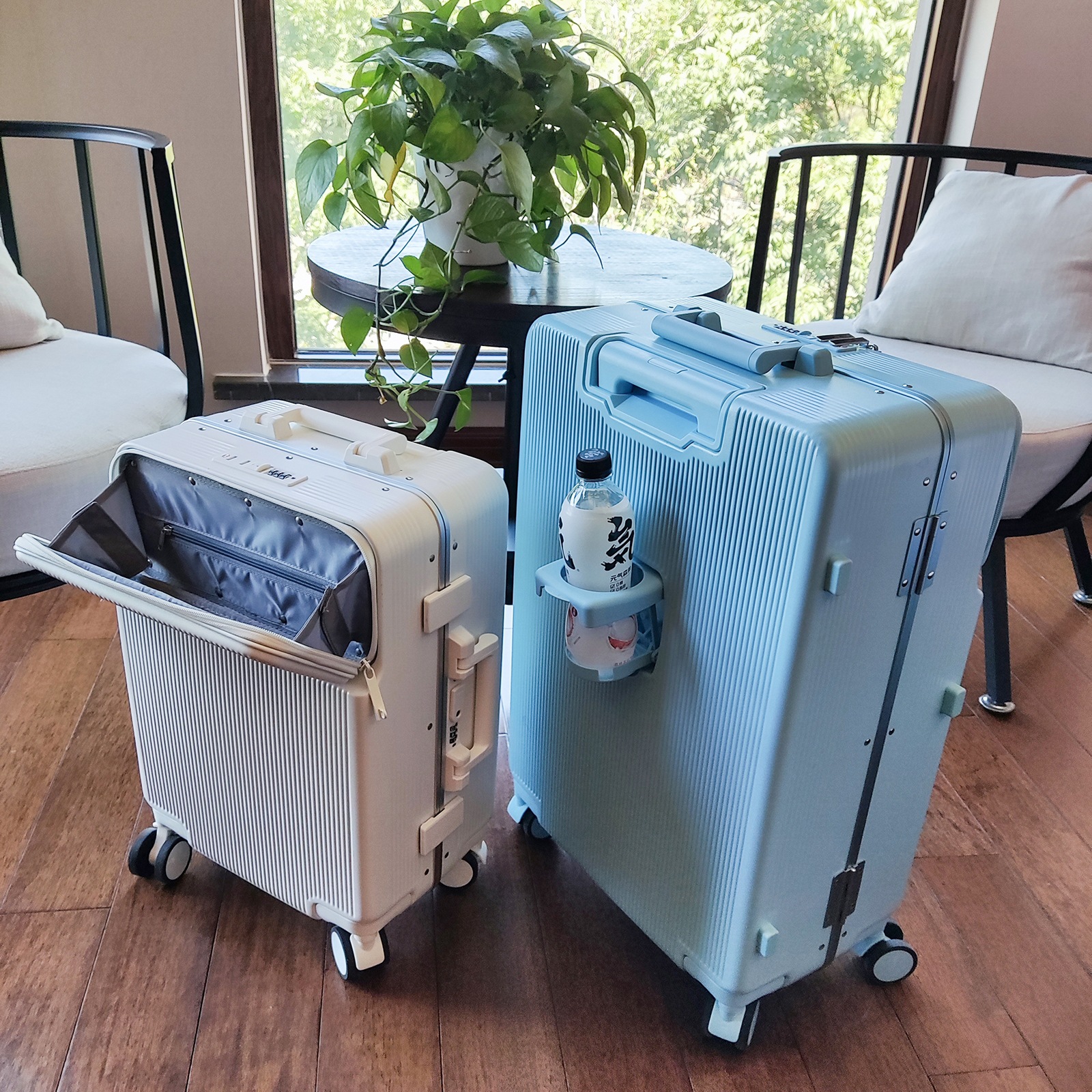 2022新款前置开口铝框行李箱女旅行箱男拉杆箱商务登机箱20寸批发